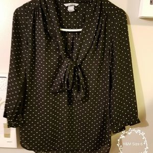 H&M  Black Polka Dot Blouse